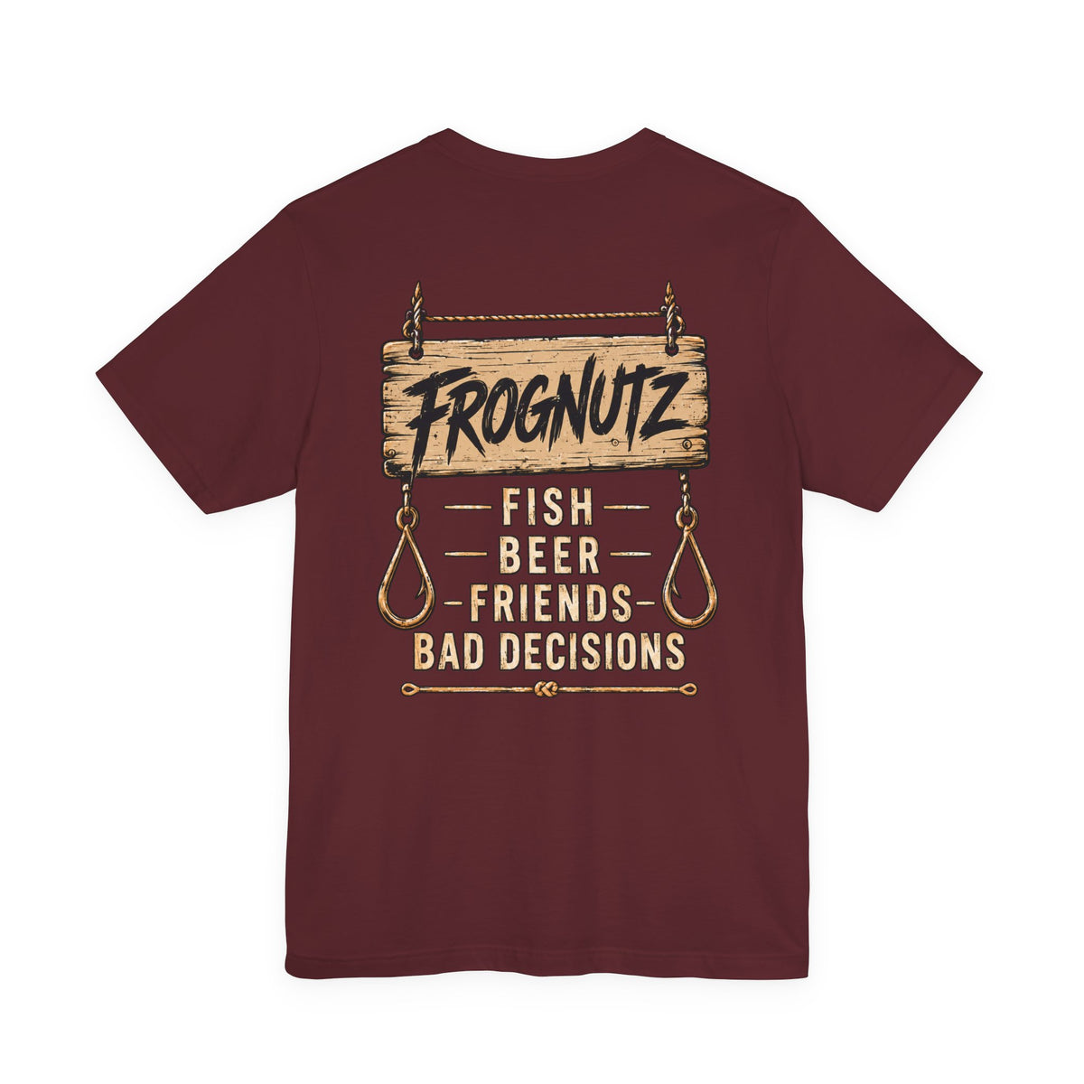 Frognutz Fish Beer Friends Bad Decisions | Front Logo and Back Graphic Tee