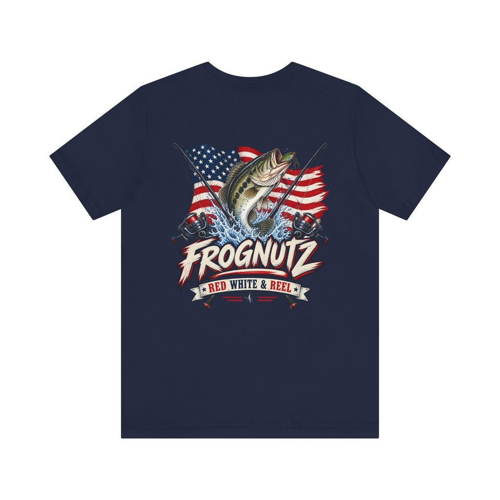 Frognutz Red White and Reel | Front Logo and Back Graphic Tee