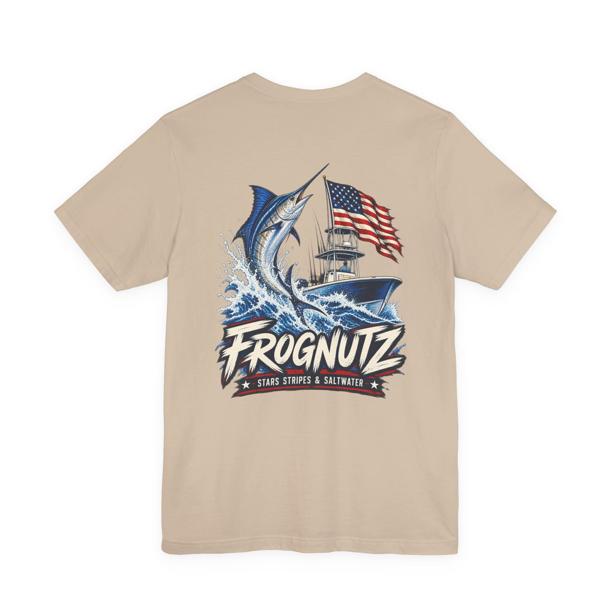 Frognutz Stars Stripes and Saltwater | Front Logo and Back Graphic Tee