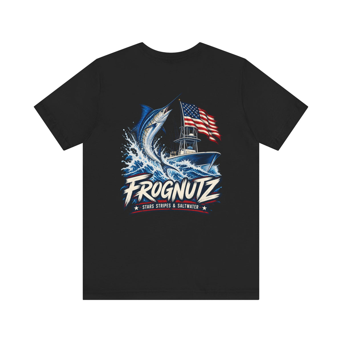 Frognutz Stars Stripes and Saltwater | Front Logo and Back Graphic Tee
