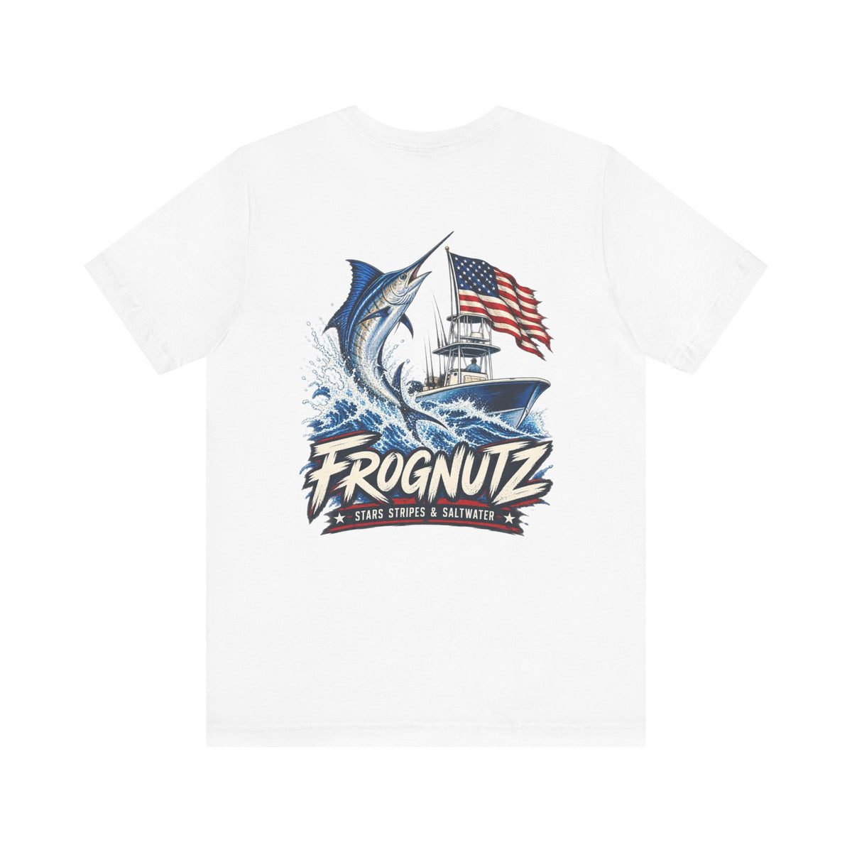Frognutz Stars Stripes and Saltwater | Front Logo and Back Graphic Tee