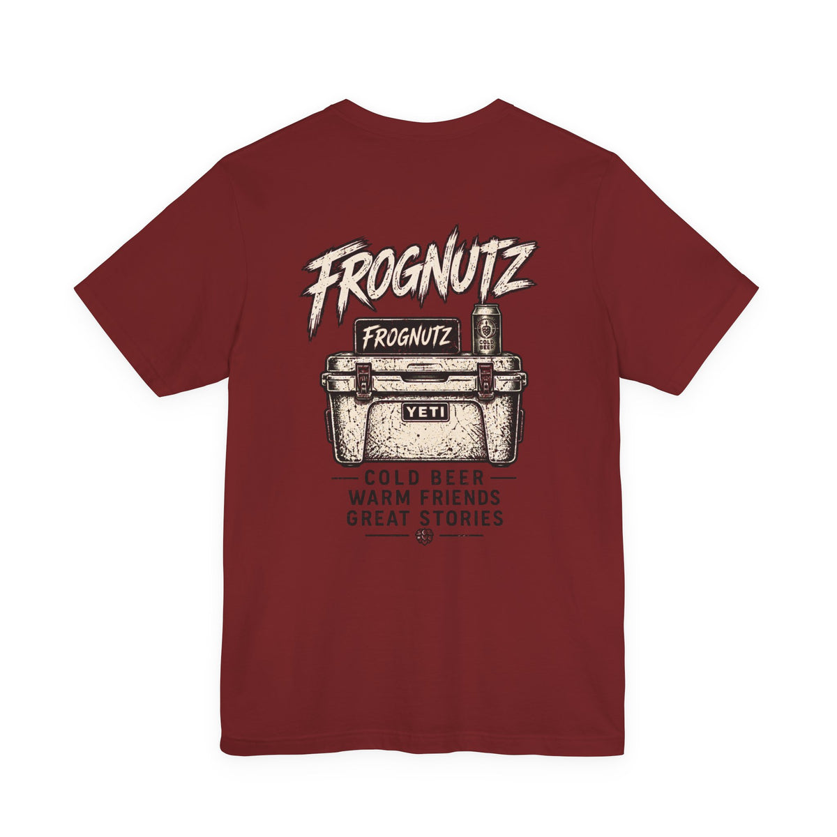 Frognutz Cold Beer Warm Friends Great Stories | Front Logo and Back Graphic Tee