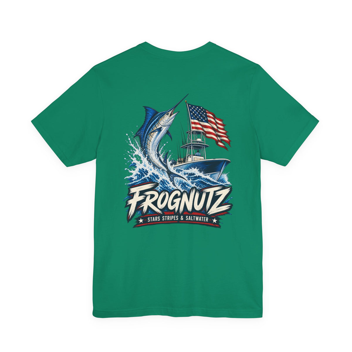Frognutz Stars Stripes and Saltwater | Front Logo and Back Graphic Tee