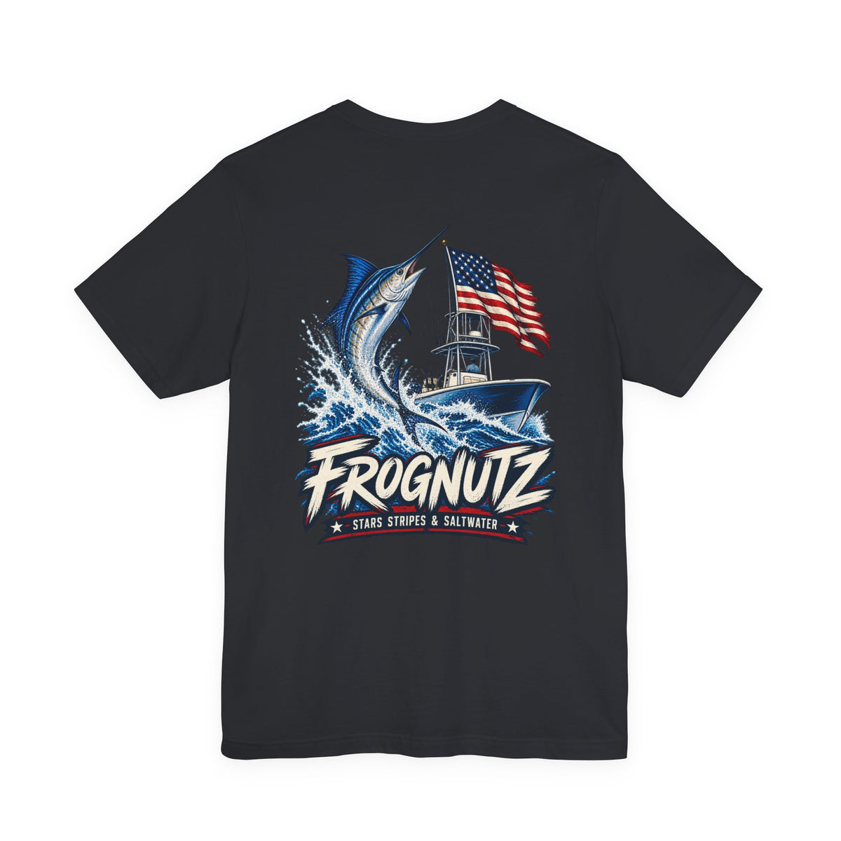 Frognutz Stars Stripes and Saltwater | Front Logo and Back Graphic Tee