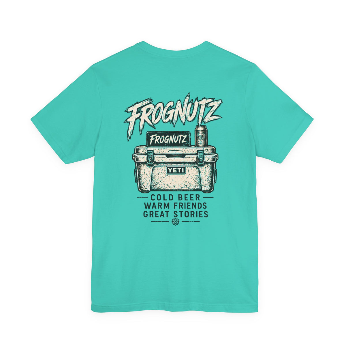 Frognutz Cold Beer Warm Friends Great Stories | Front Logo and Back Graphic Tee